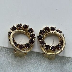 Vintage Amber rhinestone circle earrings.
